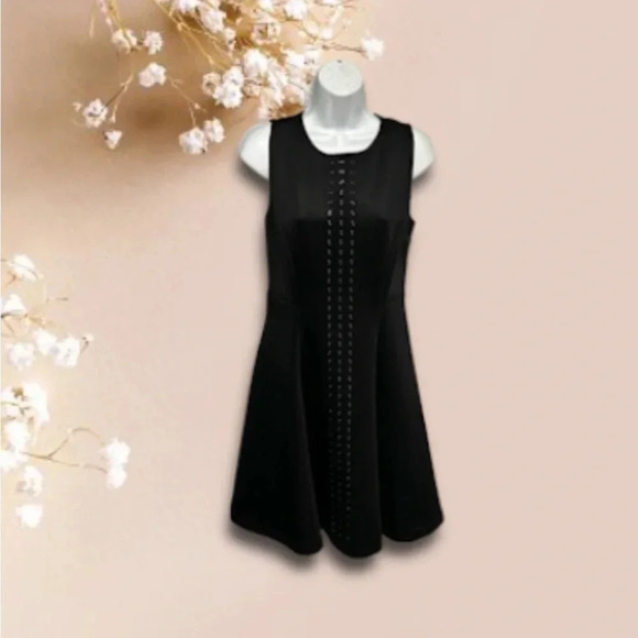 Philosophy Women’s Small Black Grommet Fit & Flare Scuba‎ Dress Cocktail Stretch - Picture 1 of 16